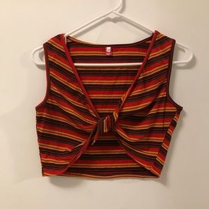 Twisted Front Striped Crop Top Tank Women’s Medium